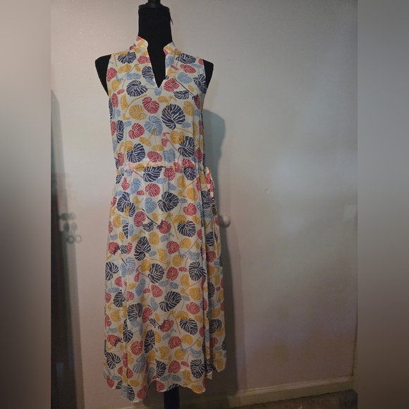 Anne Klein Multicolor Leaf Print Maxi Dress - Picture 1 of 6